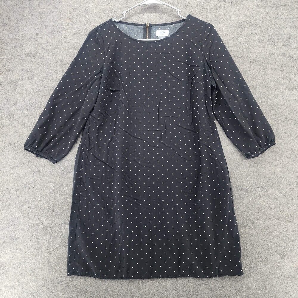 Old Navy Dress Womens Medium Long Sleeve Black Polka Dot